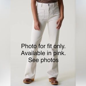 High Rise flared leg pink denim pants